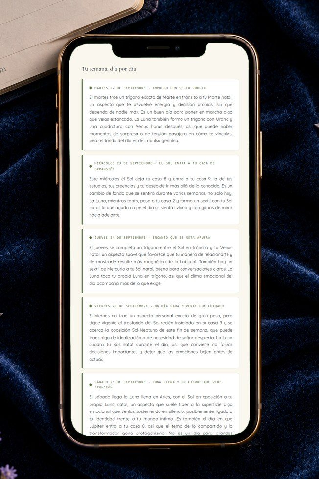 Informe real de ejemplo: tu semana, día por día, vista en el celular